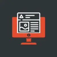 Monitor icon for multi-page WordPress website design with SEO strategy.